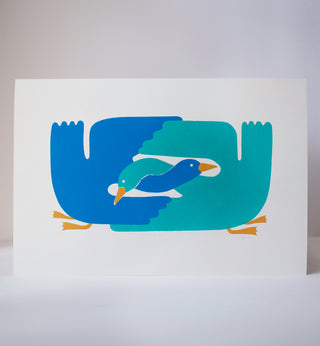 Flock Together Relief Print